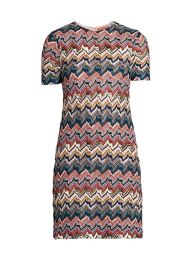 Flowered Raschel Knit Minidress