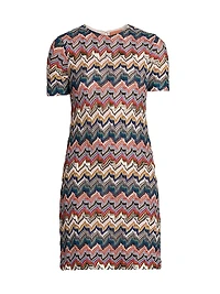 Flowered Raschel Knit Minidress