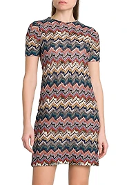 Flowered Raschel Knit Minidress