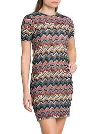 Flowered Raschel Knit Minidress