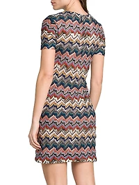 Flowered Raschel Knit Minidress