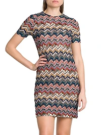 Flowered Raschel Knit Minidress