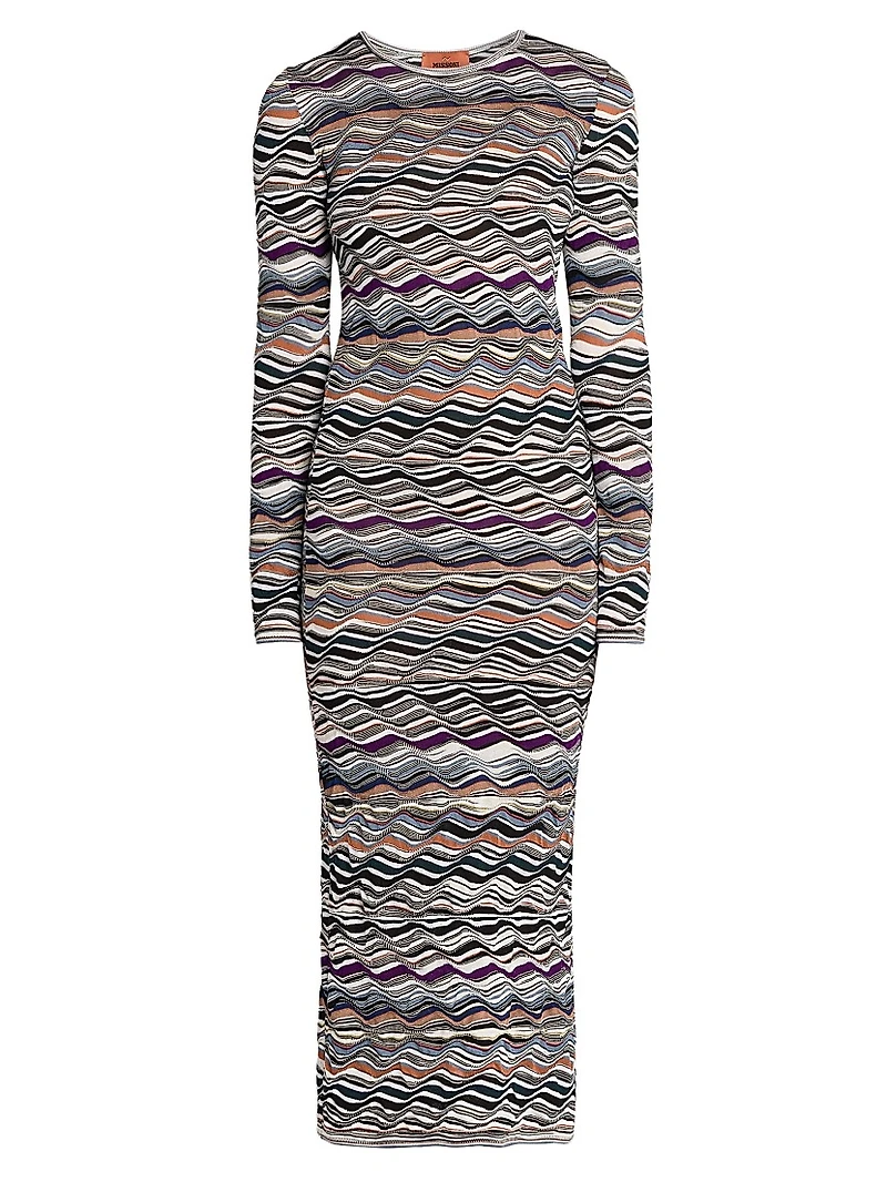 Zig-Zag Knit Midi-Dress