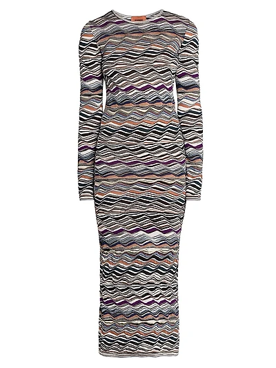 Zig-Zag Knit Midi-Dress