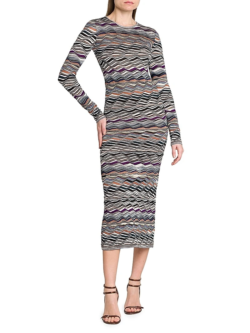 Zig-Zag Knit Midi-Dress