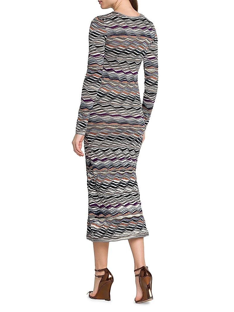 Zig-Zag Knit Midi-Dress