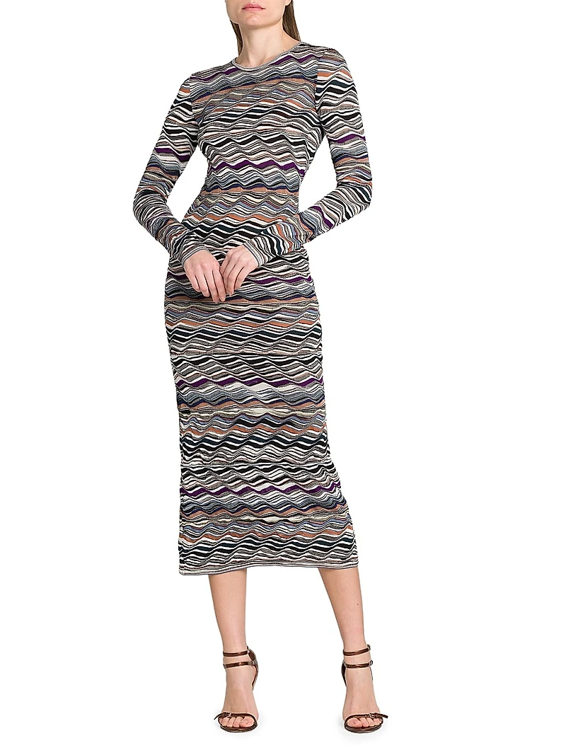 Zig-Zag Knit Midi-Dress