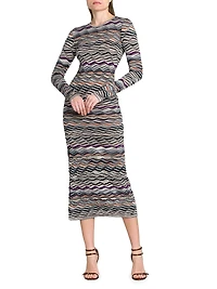 Zig-Zag Knit Midi-Dress
