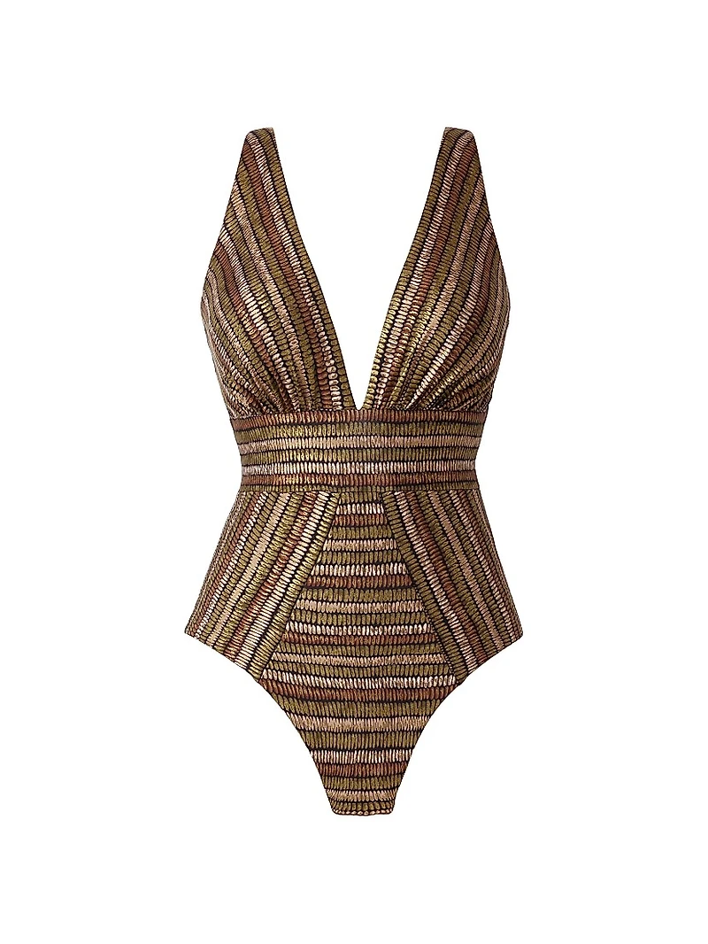 Sparkle Sands Odyssey Metallic Striped One-Piece Swimsuit