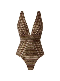 Sparkle Sands Odyssey Metallic Striped One-Piece Swimsuit