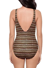 Sparkle Sands Odyssey Metallic Striped One-Piece Swimsuit