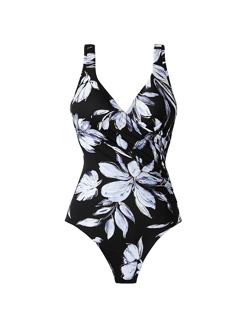 Fiore Di Luna Floral Wrap One-Piece Swimsuit
