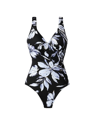 Fiore Di Luna Floral Wrap One-Piece Swimsuit