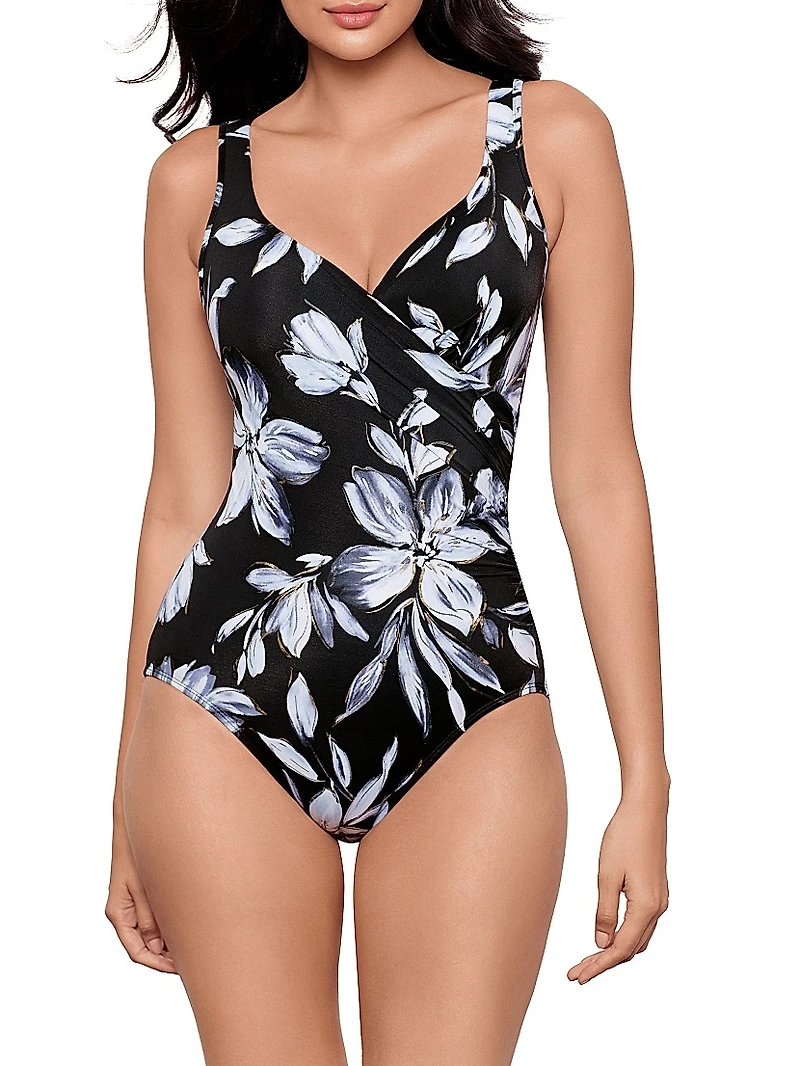 Fiore Di Luna Floral Wrap One-Piece Swimsuit