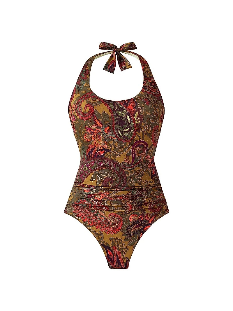 Perissa Rock Halterneck Paisley One-Piece Swimsuit