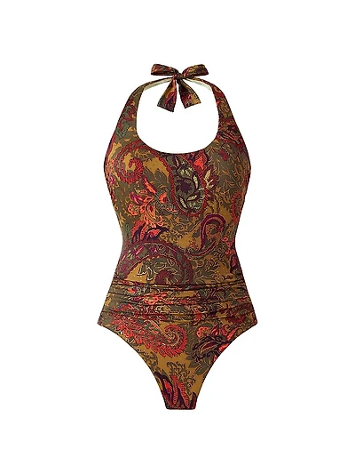 Perissa Rock Halterneck Paisley One-Piece Swimsuit