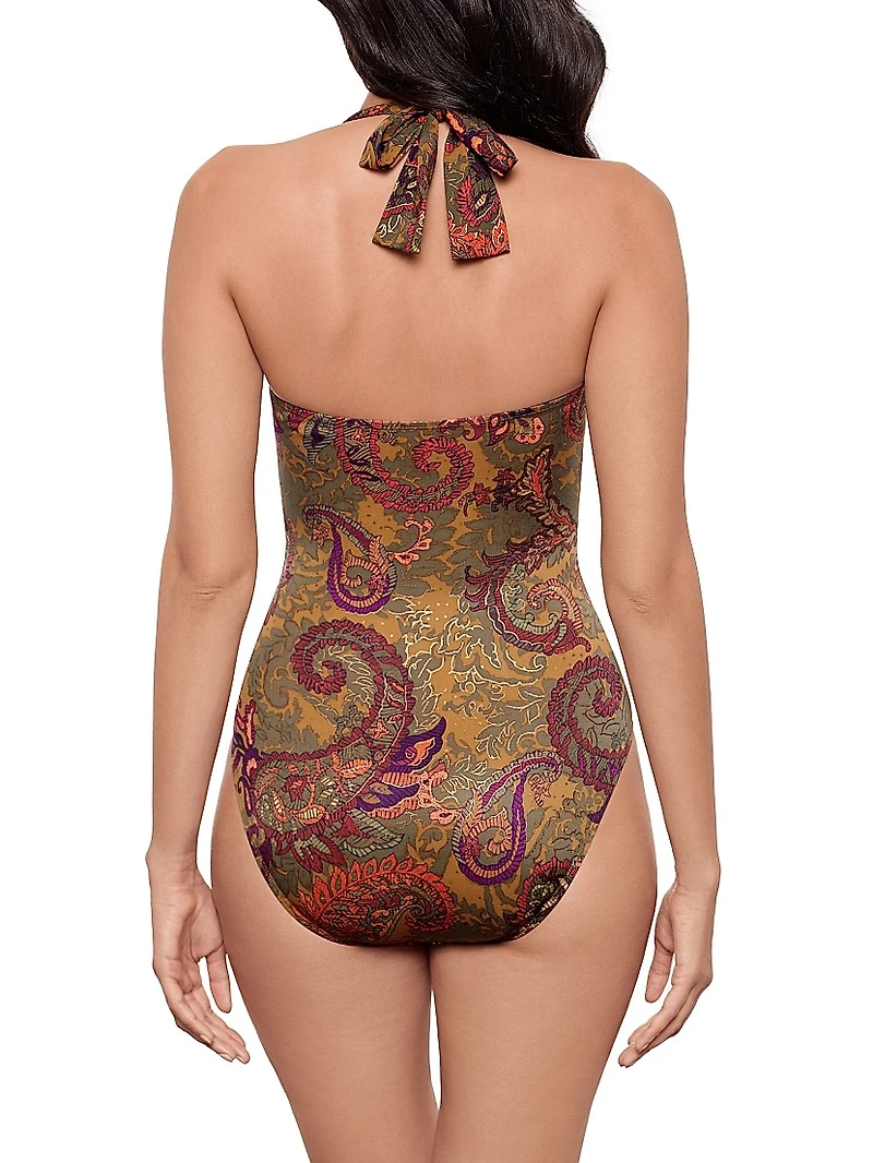 Perissa Rock Halterneck Paisley One-Piece Swimsuit