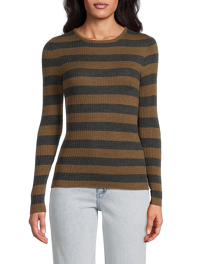 Striped Merino Wool Long-Sleeve Top