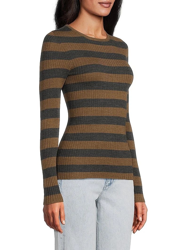 Striped Merino Wool Long-Sleeve Top