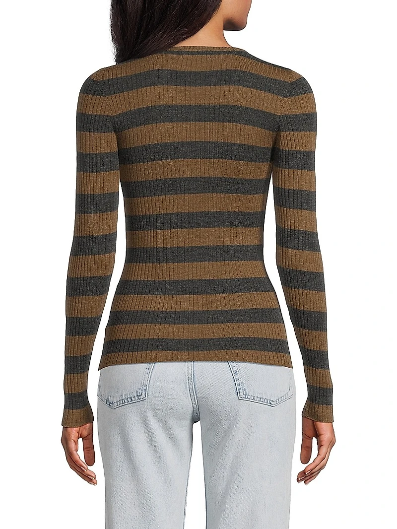 Striped Merino Wool Long-Sleeve Top