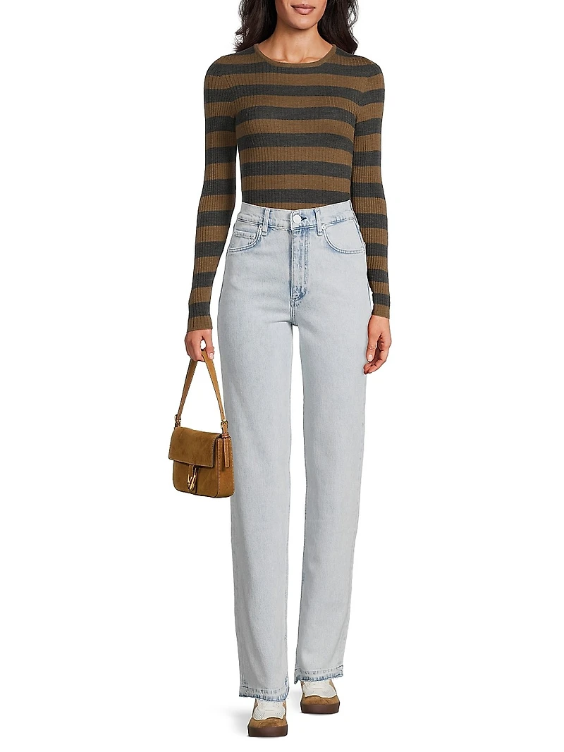 Striped Merino Wool Long-Sleeve Top