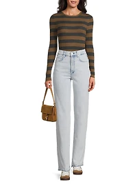 Striped Merino Wool Long-Sleeve Top