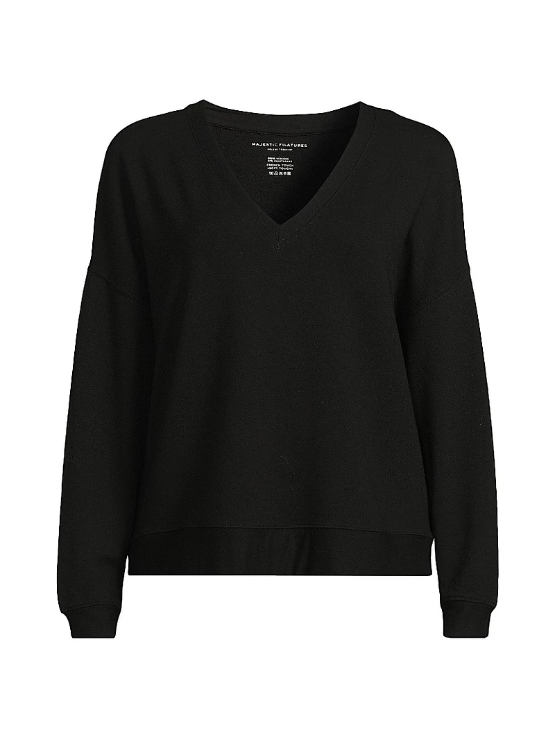 French Terry V-Neck Sweater