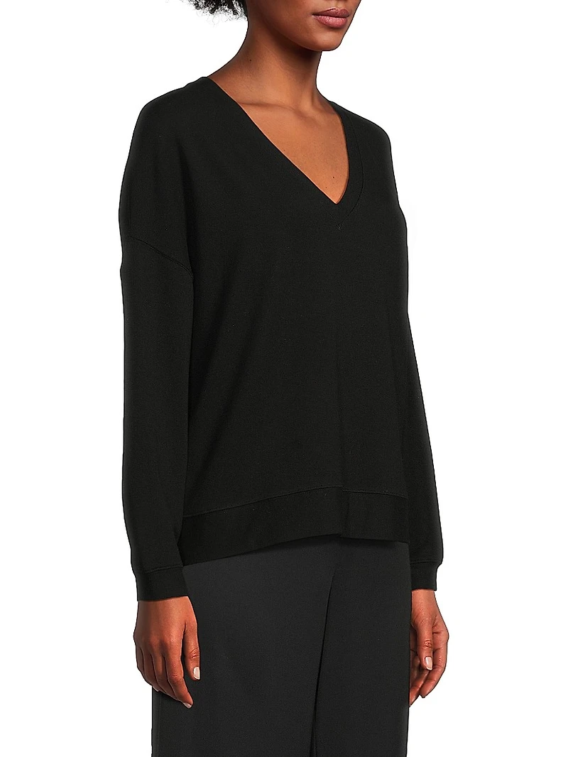 French Terry V-Neck Sweater