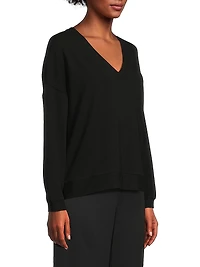 French Terry V-Neck Sweater