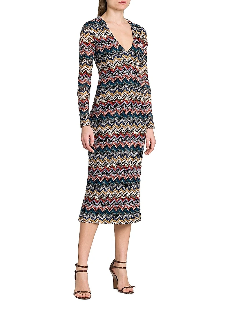 Zig-Zag Knit Midi-Dress