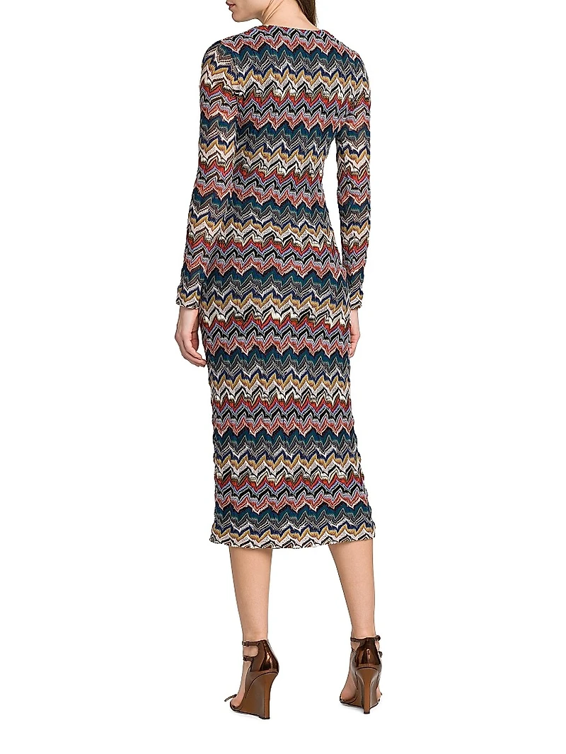 Zig-Zag Knit Midi-Dress