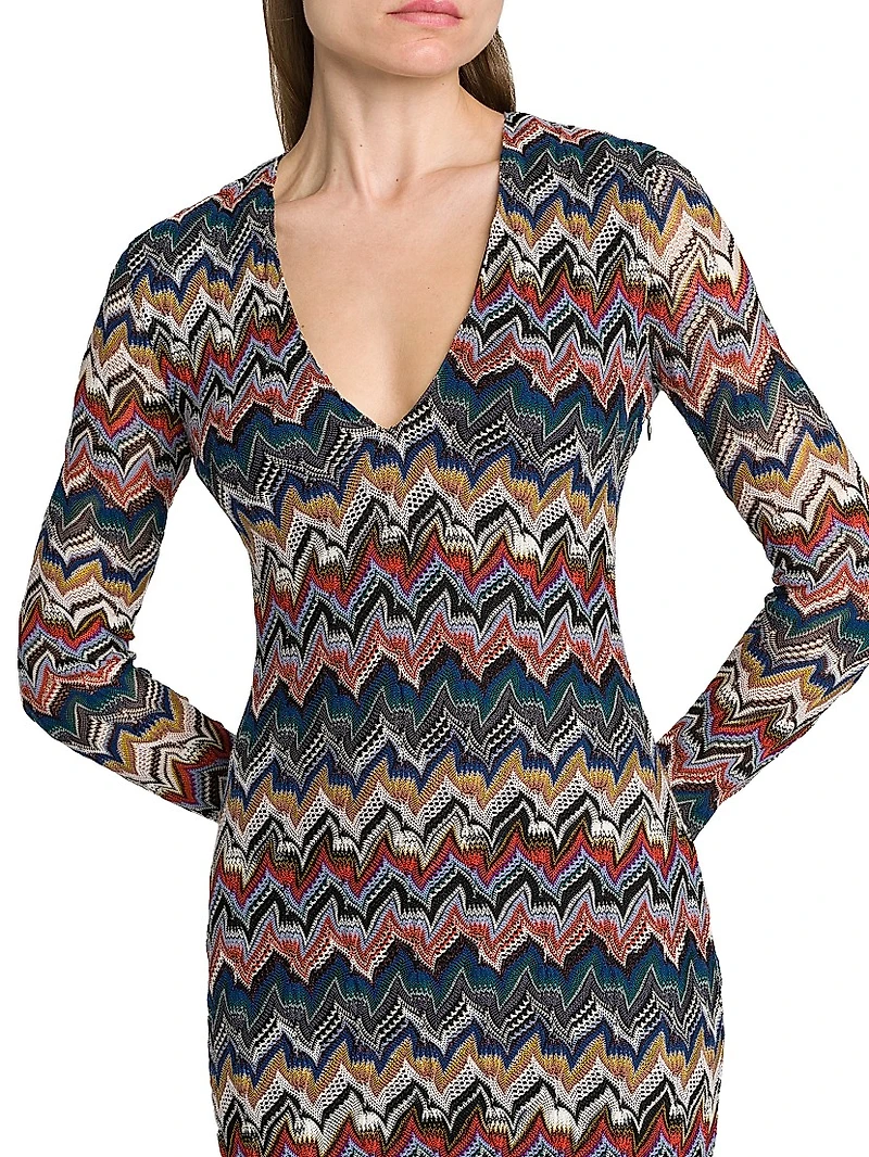 Zig-Zag Knit Midi-Dress