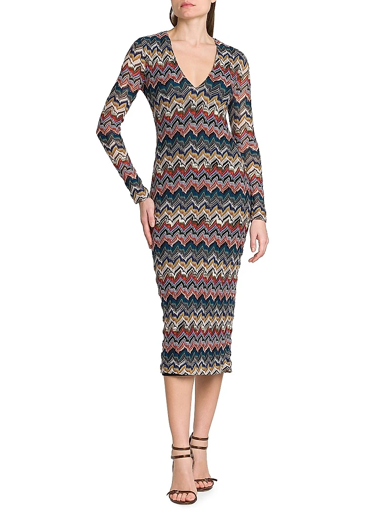 Zig-Zag Knit Midi-Dress