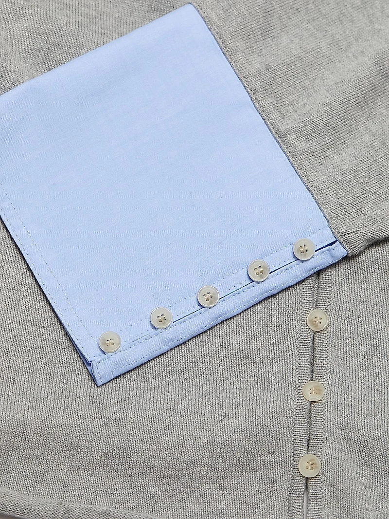 Mixed Media Cotton-Cashmere Crop Cardigan