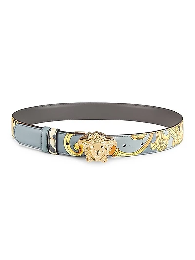 Reversible Cheetah Foulard Leather Belt