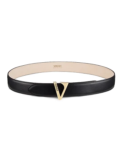 V Buckle Leather Belt