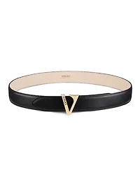 V Buckle Leather Belt