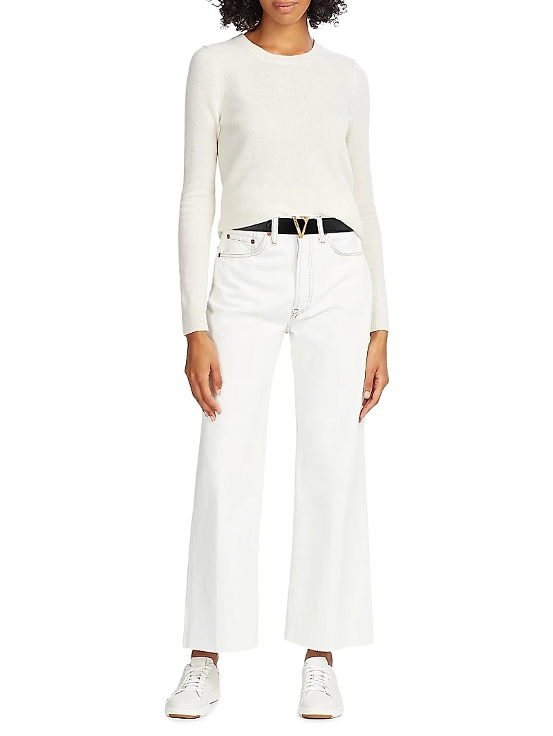 V Buckle Leather Belt