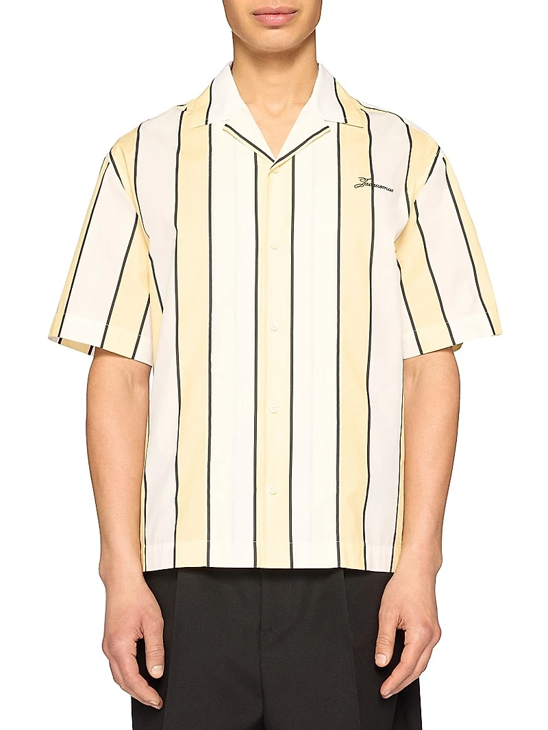 Striped Cotton Camp Shirt