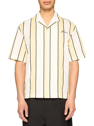 Striped Cotton Camp Shirt