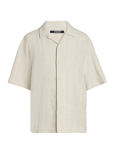 Fonccio Cotton-Linen Camp Shirt