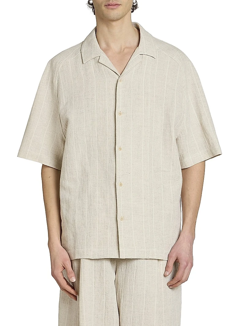 Fonccio Cotton-Linen Camp Shirt