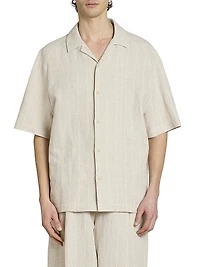 Fonccio Cotton-Linen Camp Shirt