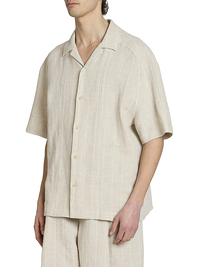 Fonccio Cotton-Linen Camp Shirt