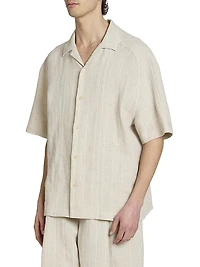 Fonccio Cotton-Linen Camp Shirt