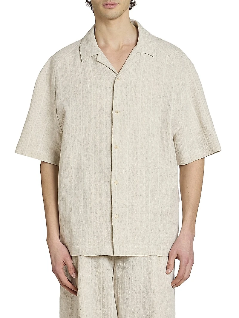 Fonccio Cotton-Linen Camp Shirt