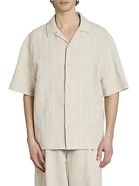 Fonccio Cotton-Linen Camp Shirt