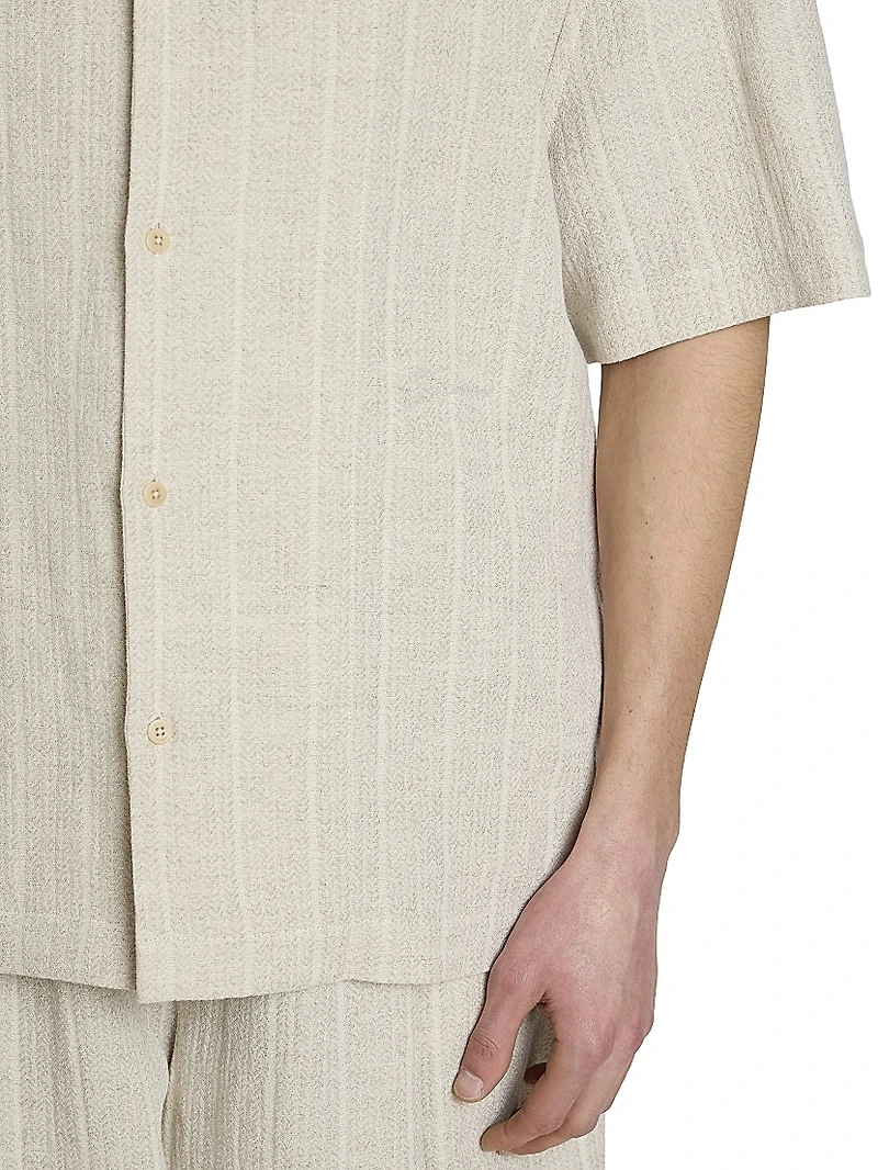 Fonccio Cotton-Linen Camp Shirt