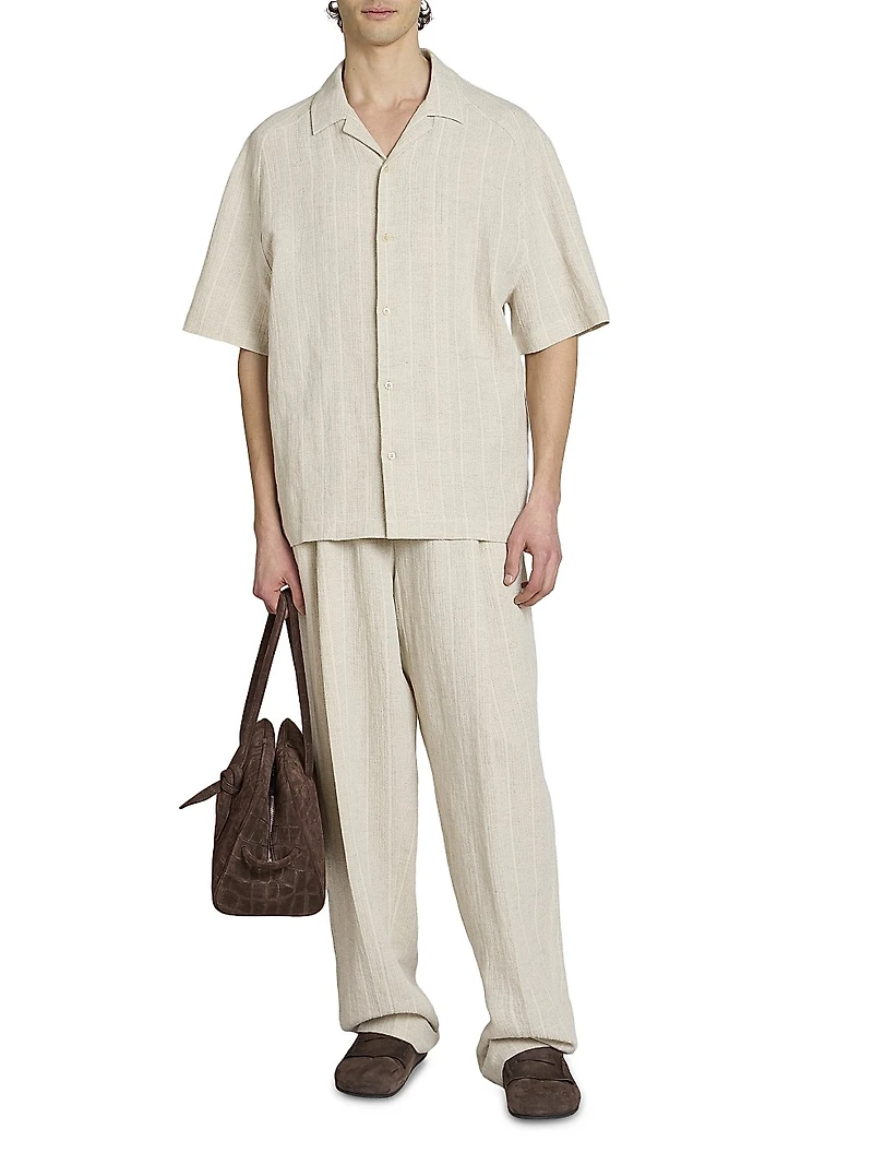 Fonccio Cotton-Linen Camp Shirt