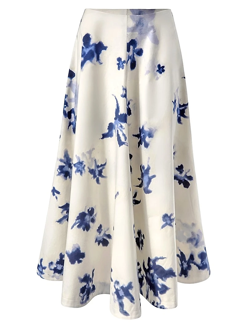 Varda Floral Stretch-Cotton Midi-Skirt